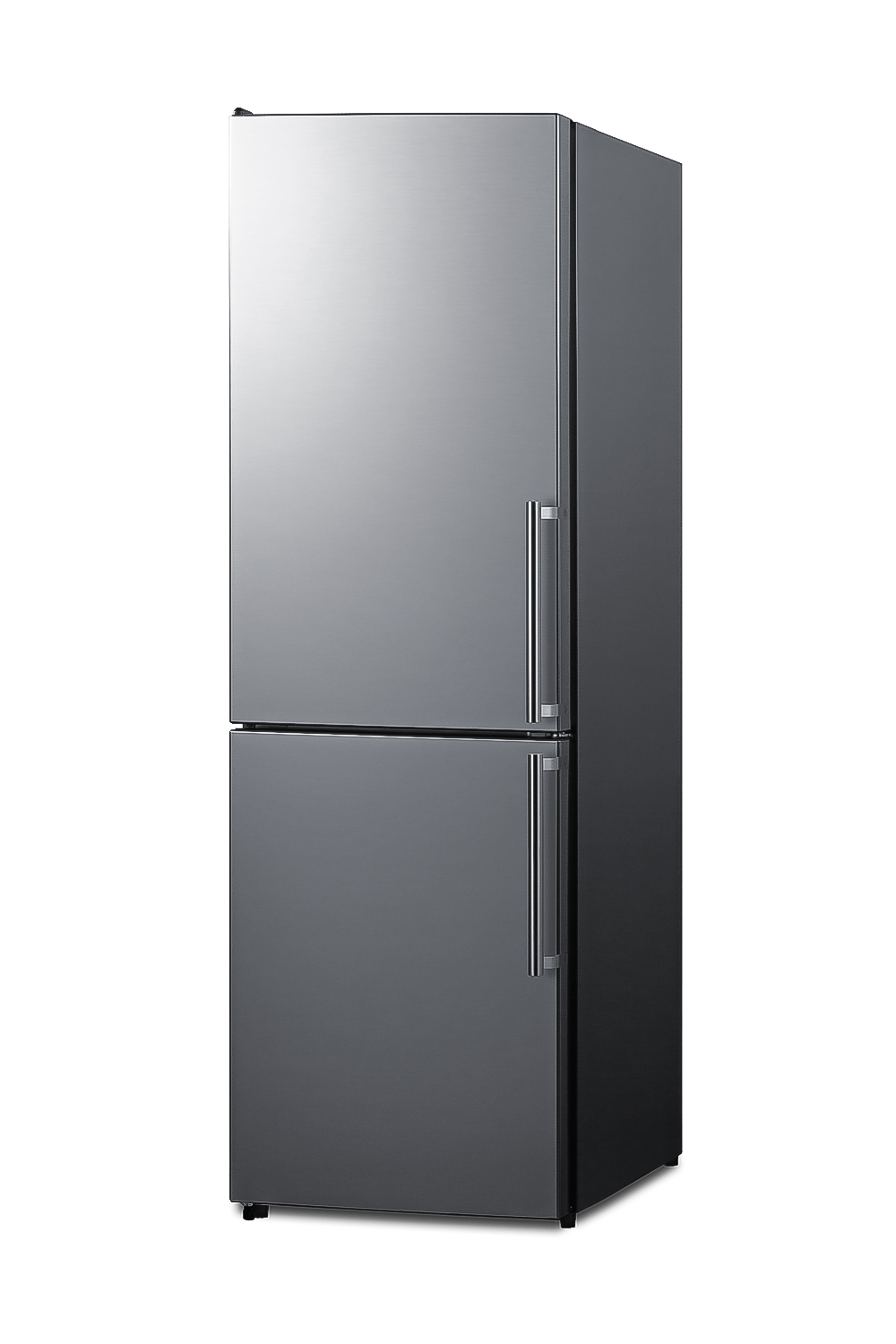 ENERGY STAR certified bottom freezer refrigerator in a stainless steel look with digital controls and a counter depth fit